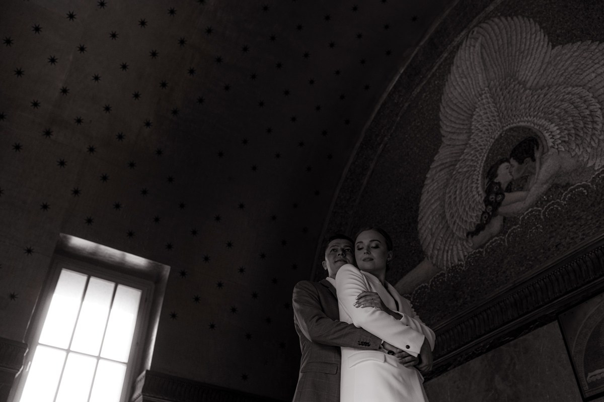 black and white portraits of the couple