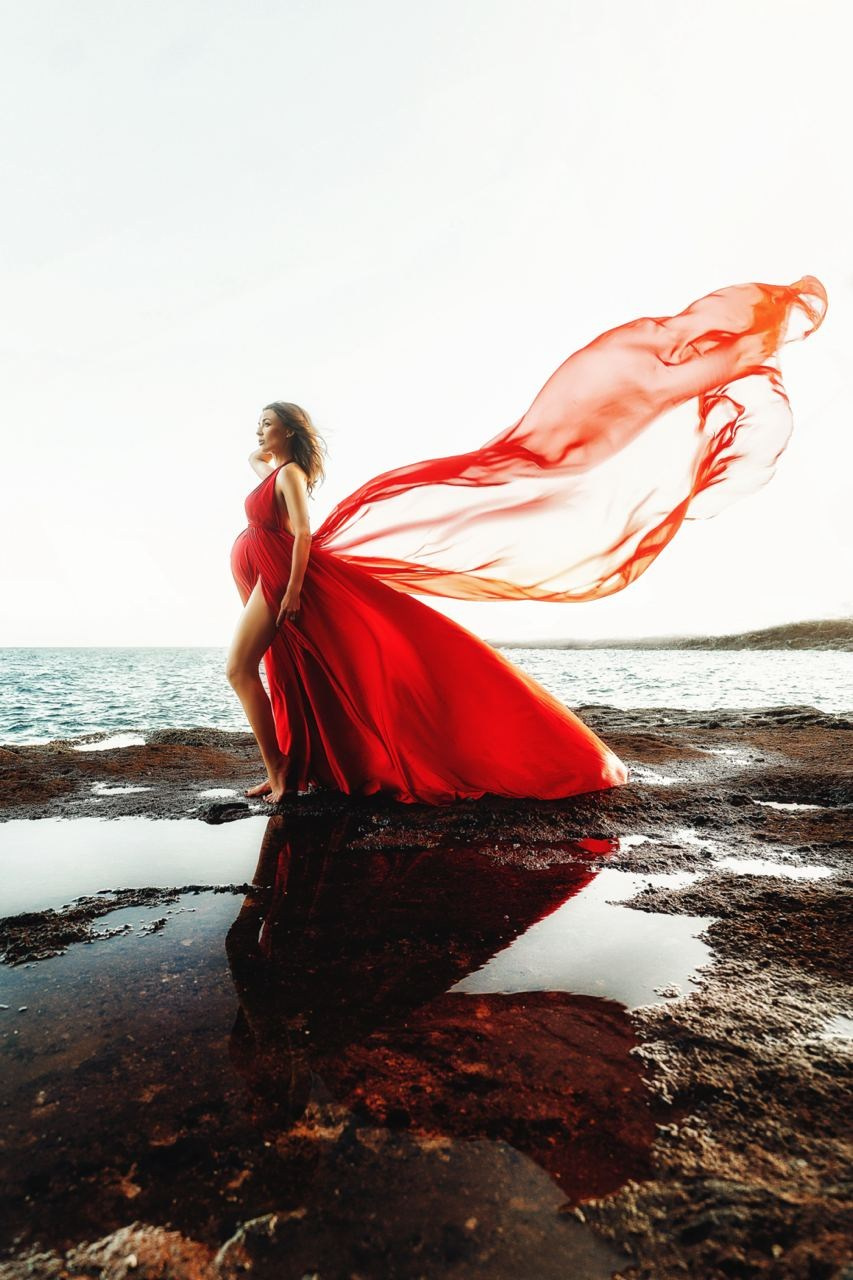 Фотосессия беременности на Тенерифе — съёмка для будущих мам. Таня Боннет | Профессиональный фотограф на Тенерифе — Летящие платья