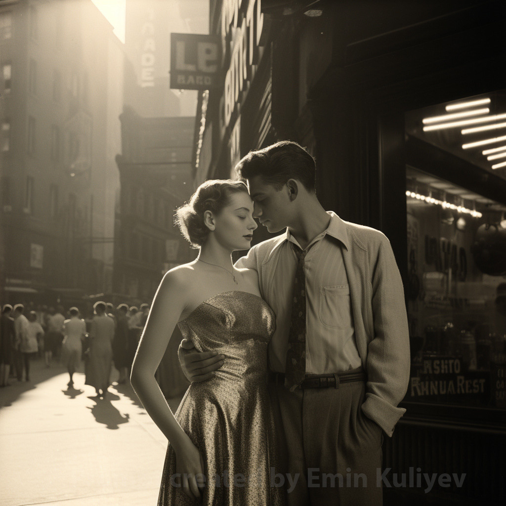 Welcome to New York 1950s (created in the program MIdjourney AI). Emin Kuliyev — Award-Winning Wedding Photojournalist NYC & USA | Best Wedding Photographer Known for Candid, Timeless Moments