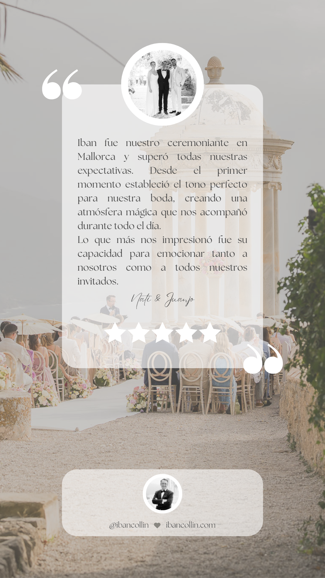 Contact & Reviews. Wedding Celebrant in Mallorca Iban Collin