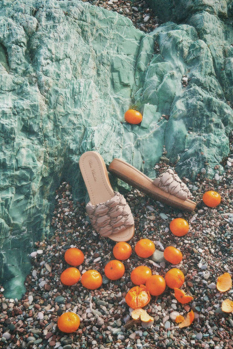 Editorial campaign for a shoe brand, captured on the seashore in natural light