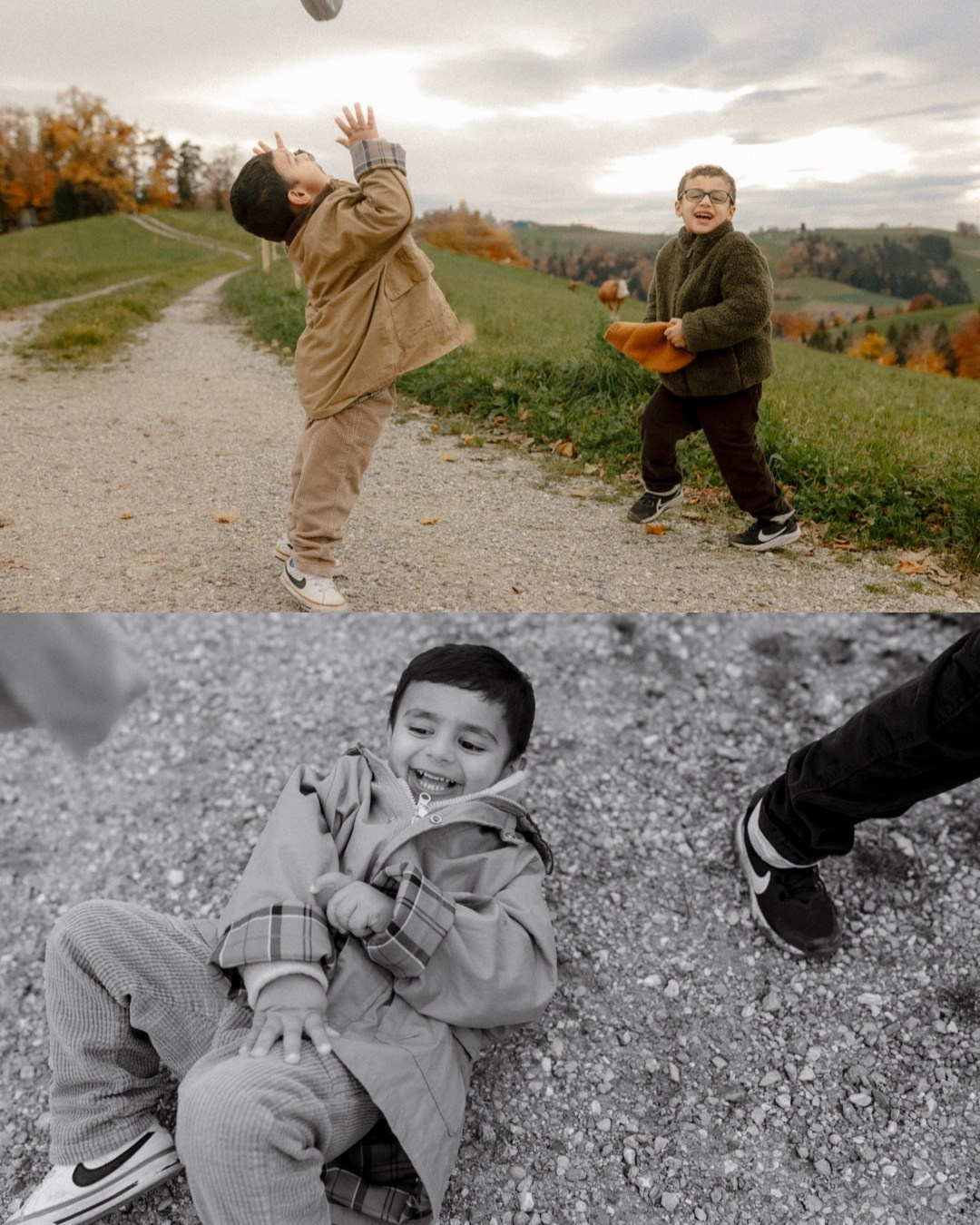 Boys, Cows, Autumn. Polina Sobol — family & documentary photographer in Bern. Outdoor & urban photo sessions for families, kids and couples