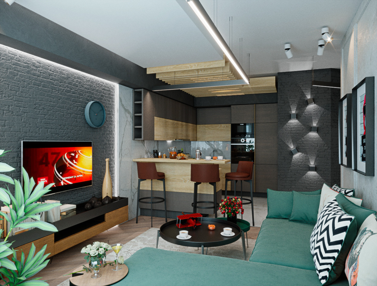 Квартира в стиле лофт 70 м², г. Москва. Архитектор, дизайнер интерьера, декоратор