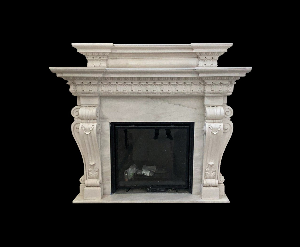 Fireplaces. Plaster molding