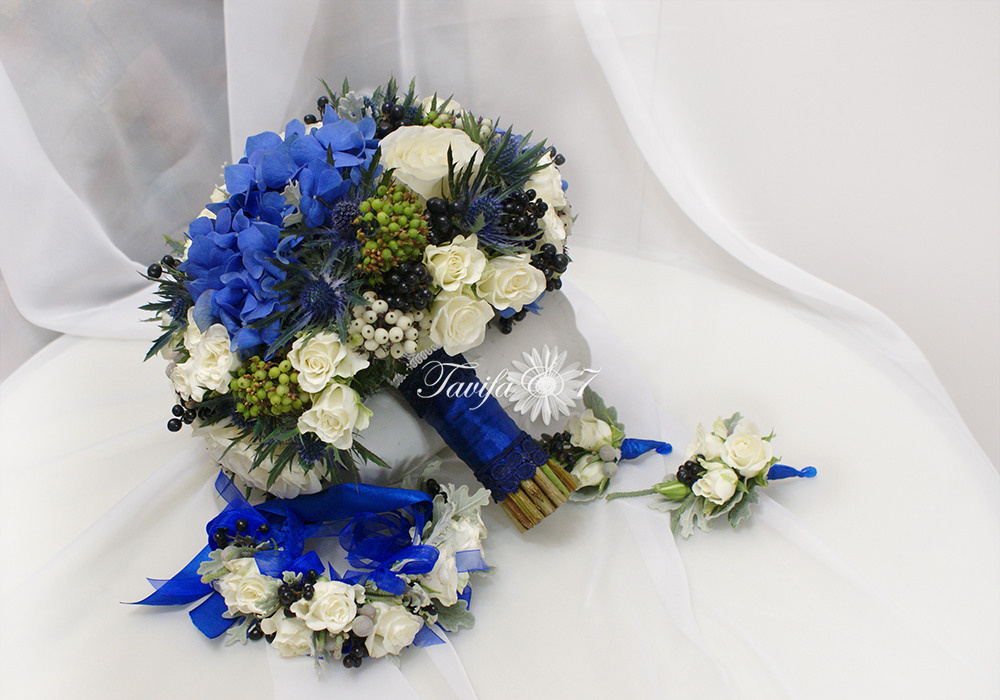 Līgavas pušķi zilos toņos. Event design, decoration, floristry, gift, Irina Novika, Riga, Latvia