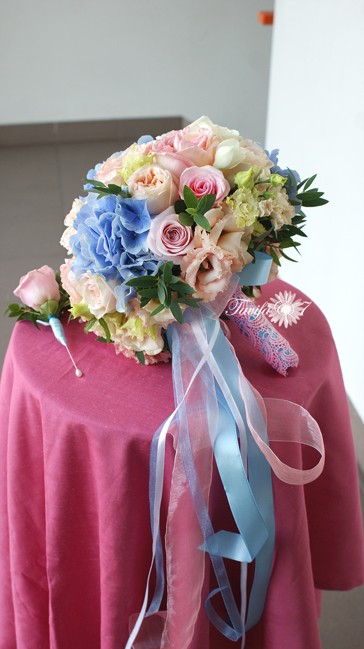 Līgavas pušķi zilos toņos. Event design, decoration, floristry, gift, Irina Novika, Riga, Latvia