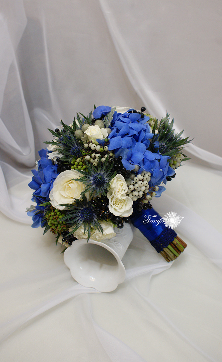 Līgavas pušķi zilos toņos. Event design, decoration, floristry, gift, Irina Novika, Riga, Latvia