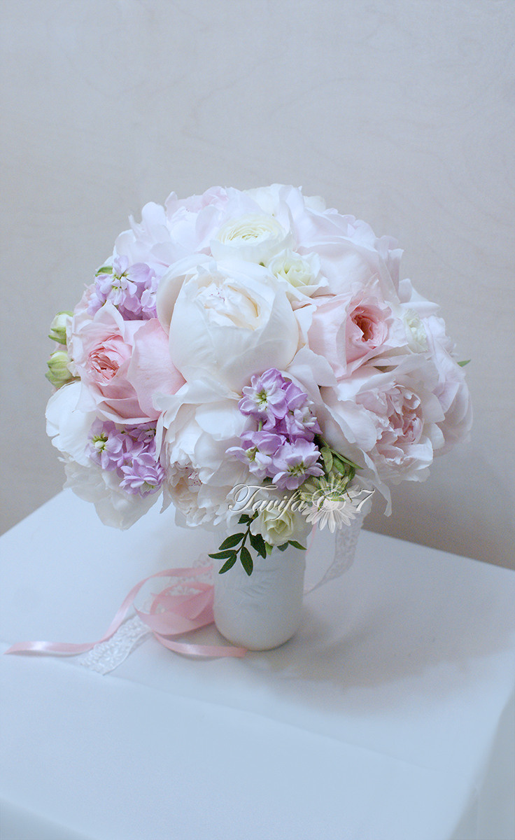 Līgavas pušķi rozā toņos. Event design, decoration, floristry, gift, Irina Novika, Riga, Latvia