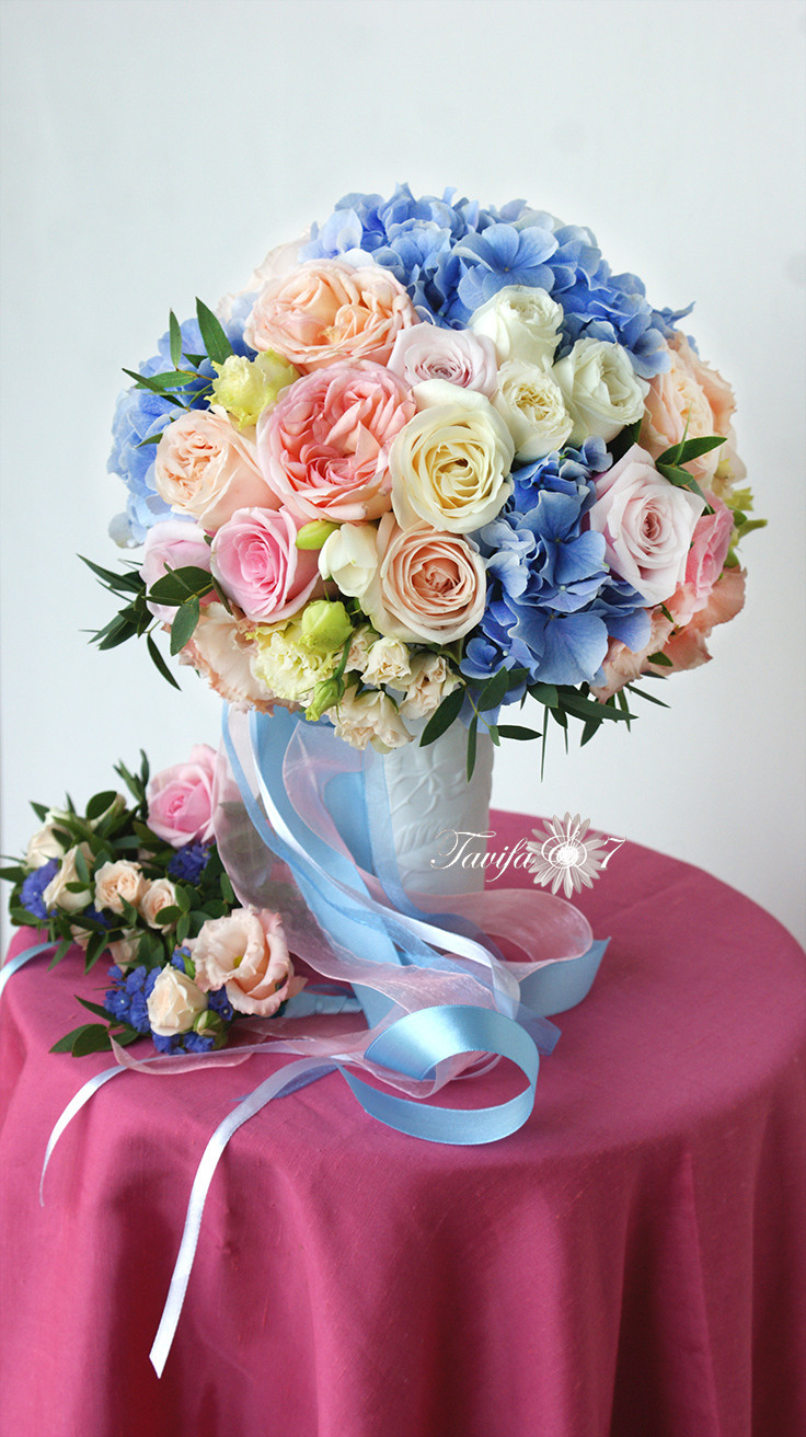 Līgavas pušķi zilos toņos. Event design, decoration, floristry, gift, Irina Novika, Riga, Latvia