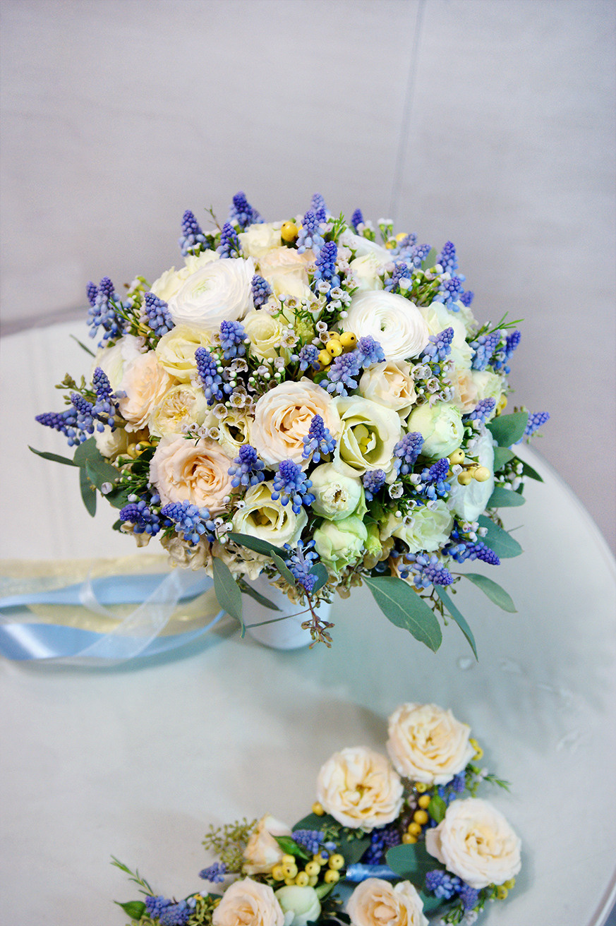 Līgavas pušķi zilos toņos. Event design, decoration, floristry, gift, Irina Novika, Riga, Latvia