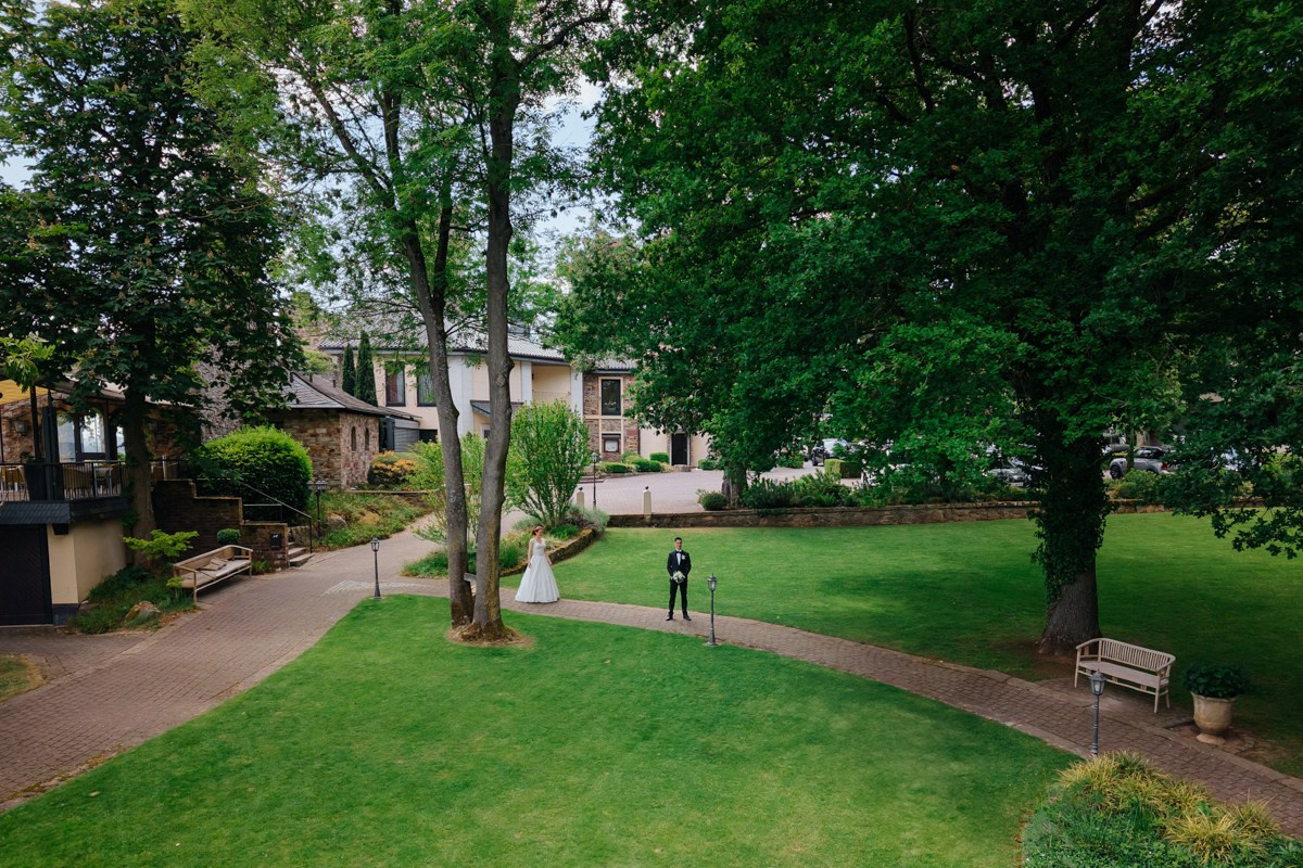 Drone Footag of bride and groom