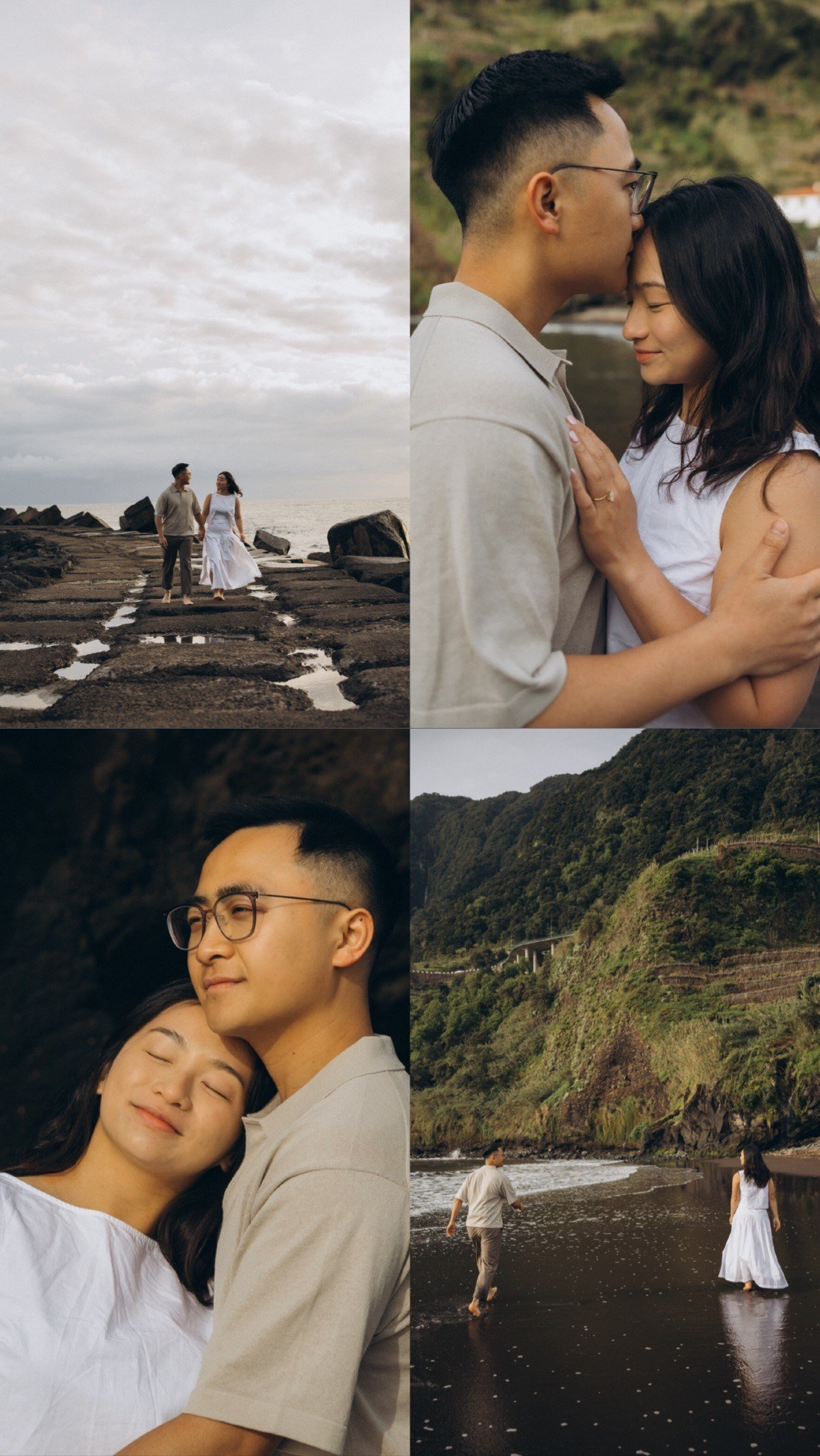 Romantic couple session at Seixal Beach, Madeira with ocean views.