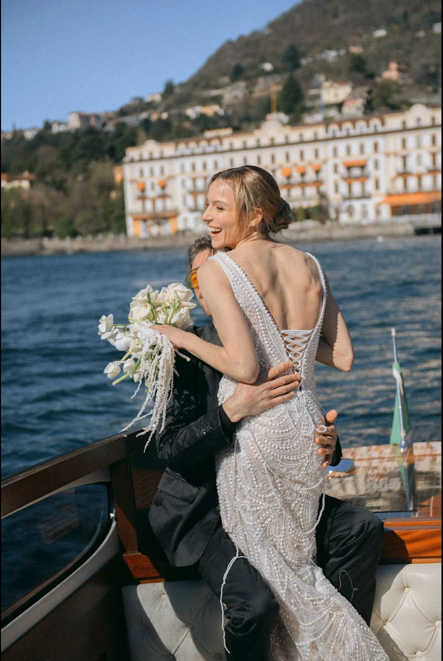 Romantic Lake Como Boat Wedding. Анастасия Бучинская фотограф в Милане