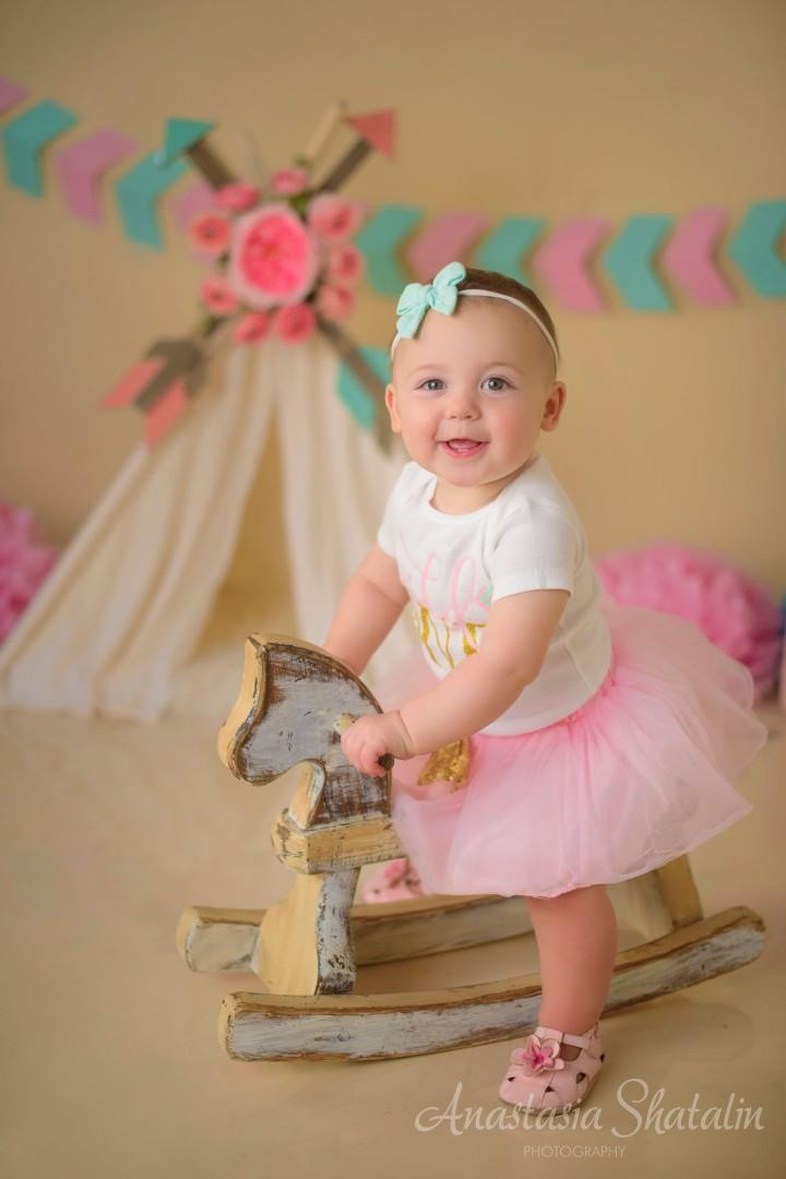 Wild one girl cake smash first birthday Rocklin. Family photographer in Roseville, Rocklin, Folsom, Sacramento