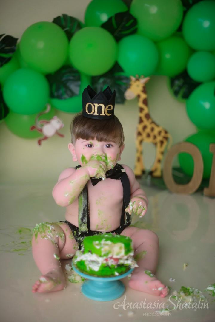 Tarzan jungle cake smash photography Sacramento. Family photographer in Roseville, Rocklin, Folsom, Sacramento