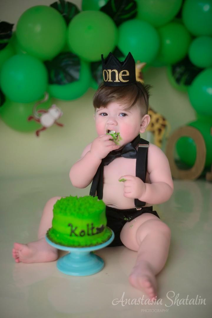 Tarzan jungle cake smash photography Sacramento. Family photographer in Roseville, Rocklin, Folsom, Sacramento
