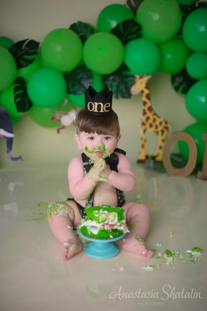 Tarzan jungle cake smash photography Sacramento. Family photographer in Roseville, Rocklin, Folsom, Sacramento