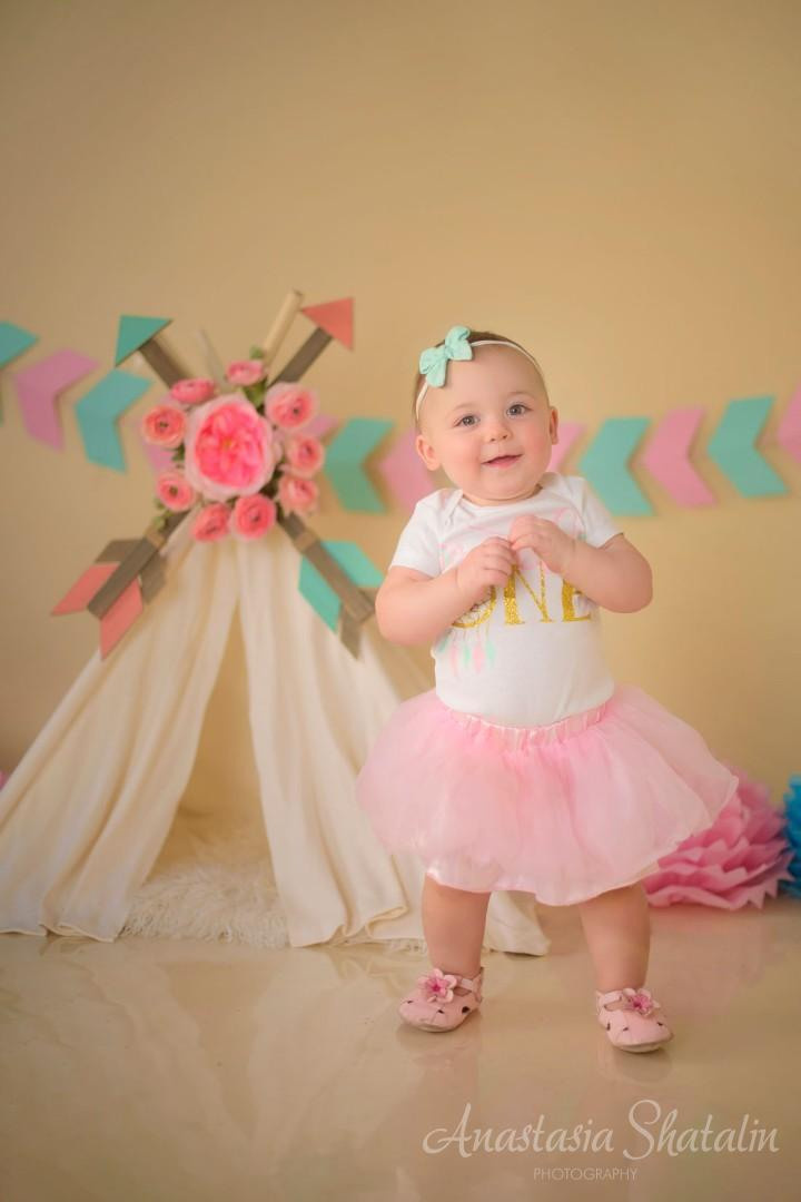 Wild one girl cake smash first birthday Rocklin. Family photographer in Roseville, Rocklin, Folsom, Sacramento