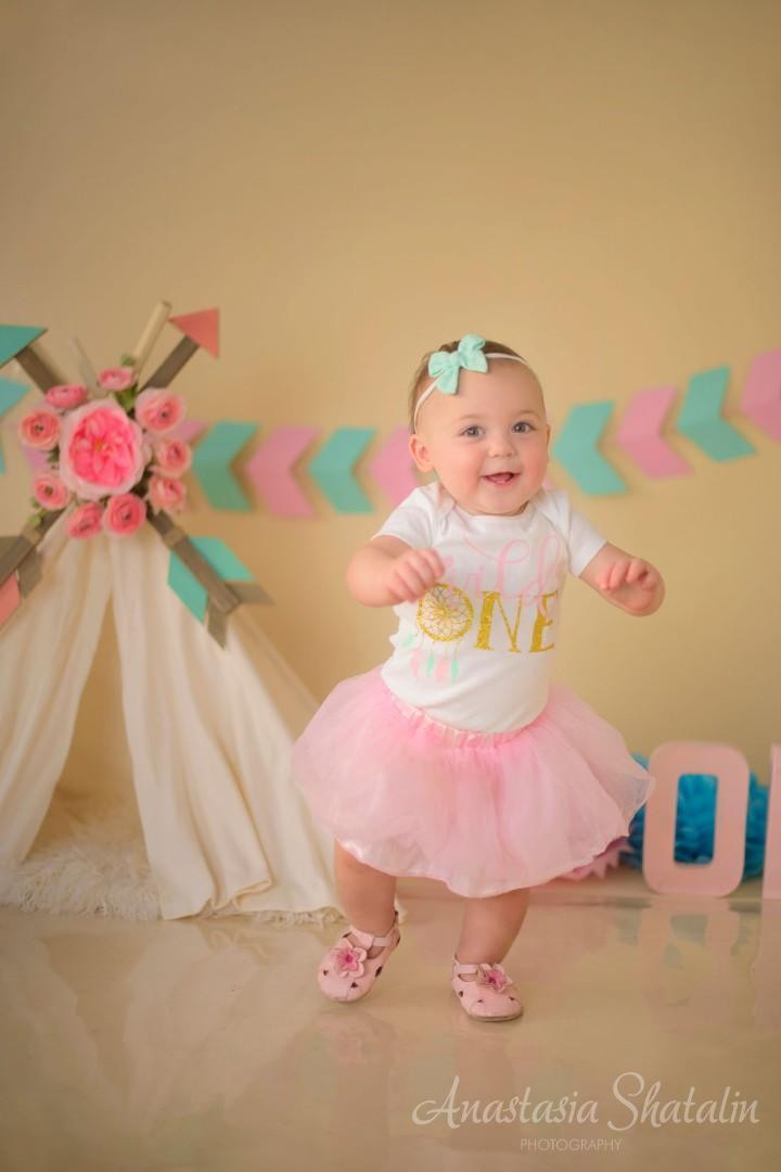 Wild one girl cake smash first birthday Rocklin. Family photographer in Roseville, Rocklin, Folsom, Sacramento