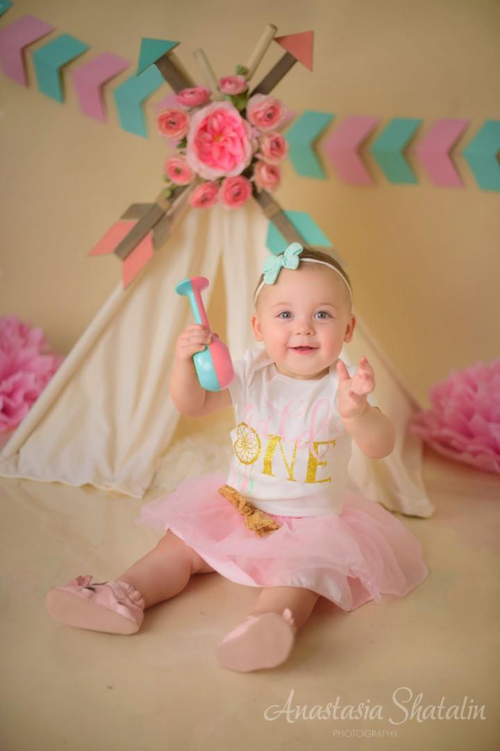 Wild one girl cake smash first birthday Rocklin. Family photographer in Roseville, Rocklin, Folsom, Sacramento