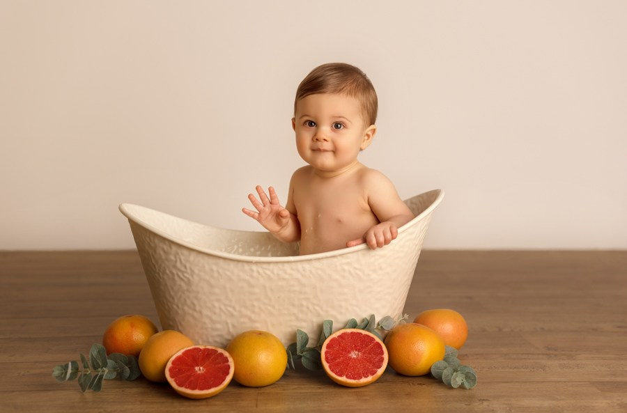 Séance photo bébé anniversaire bain du lait Lille