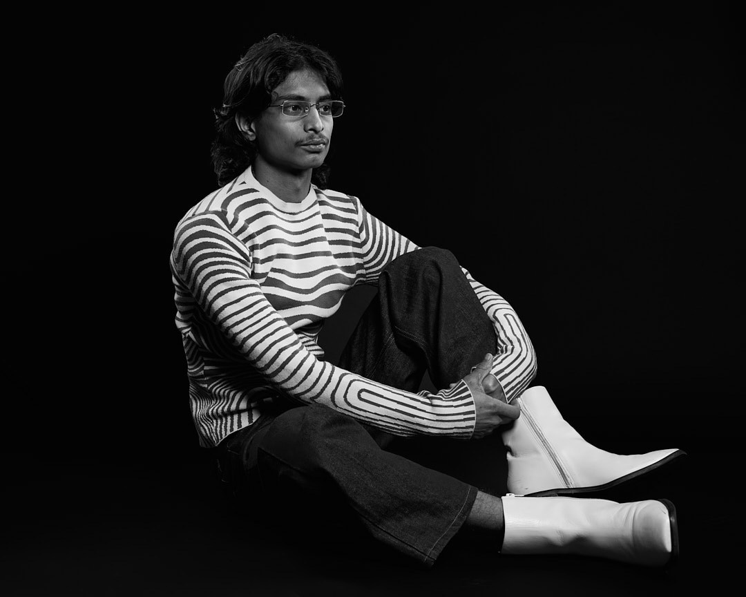 Black and White male Portrait in Chennai