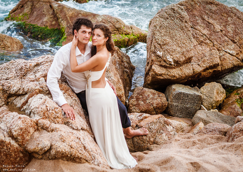 Морская свадебная фотосессия в Испании. Фотограф в Барселоне Испании Маслик Юлия