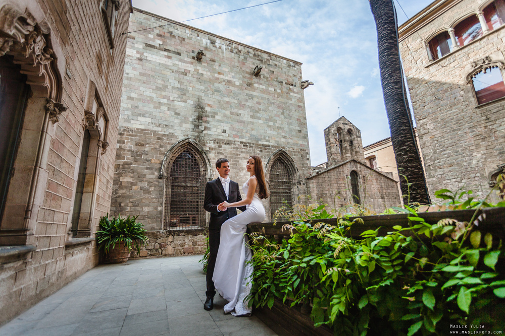 Sesja ślubna w Blanes - Hiszpania. Fotograf w Barcelonie Hiszpanii Maslik Yulia