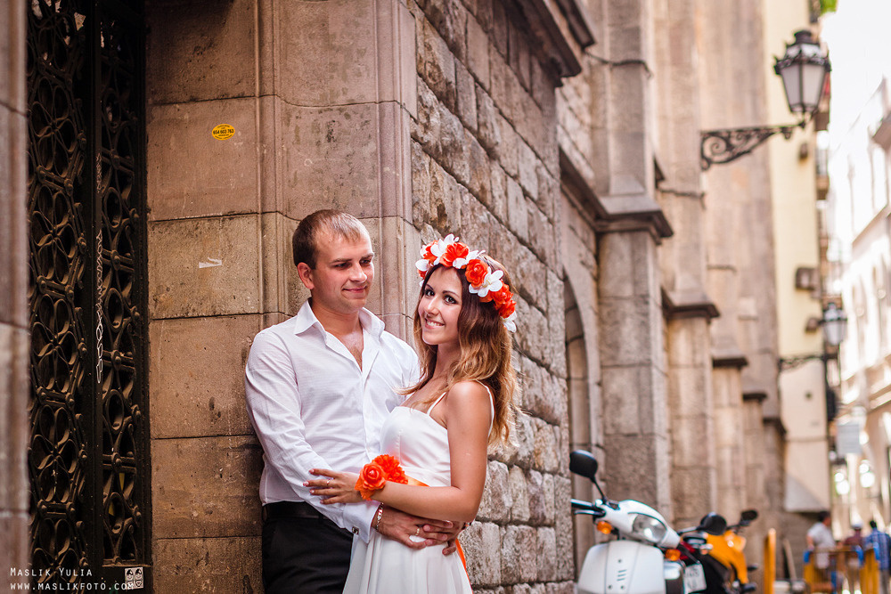 Wedding photo session in Badalona, Spain. Photographer in Barcelona Spain Maslik Yulia