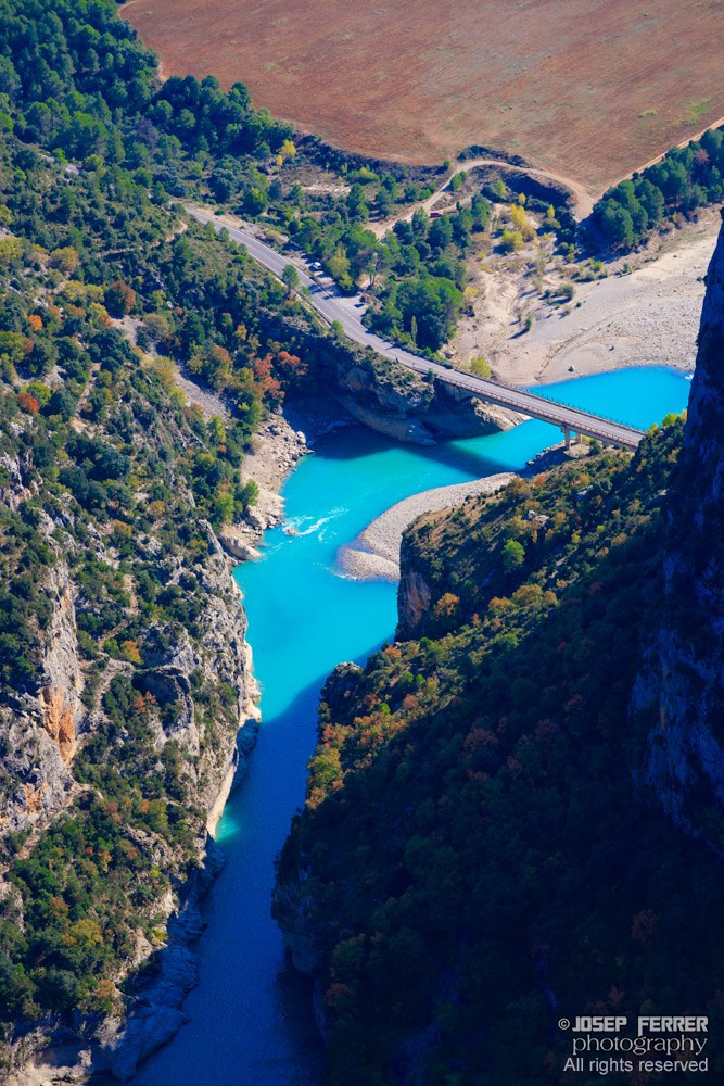 Road crossing river, Pyrenees, Huesca