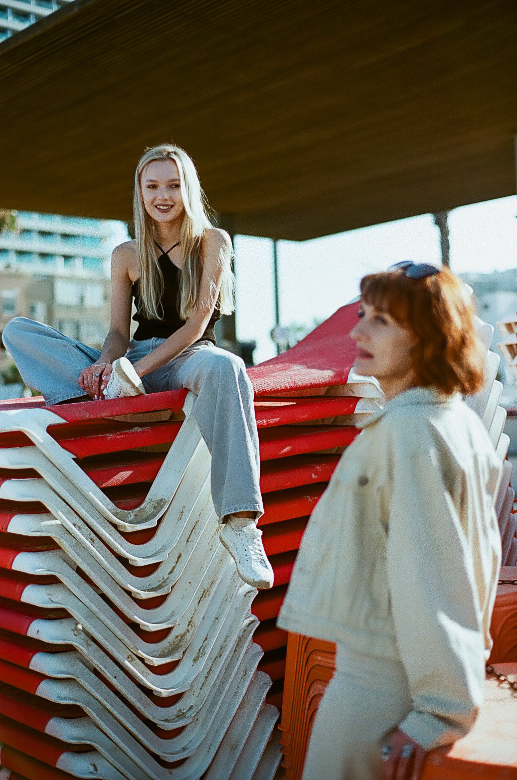 Marina and Mother. Film photographer