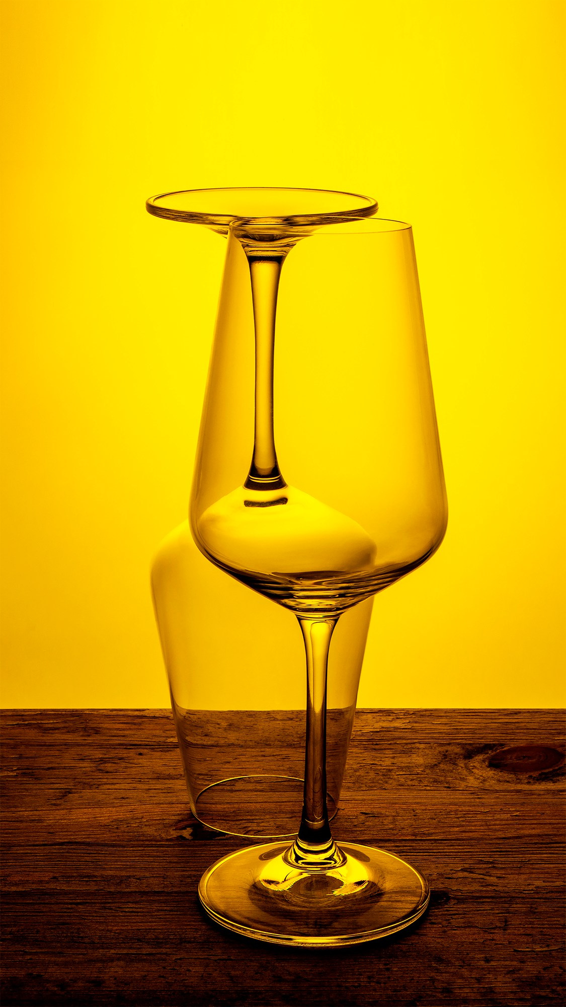 Pas de deuxPhotographer Roman Djuzev - A photograph of two glass wine glasses standing next to each other on a colored background.