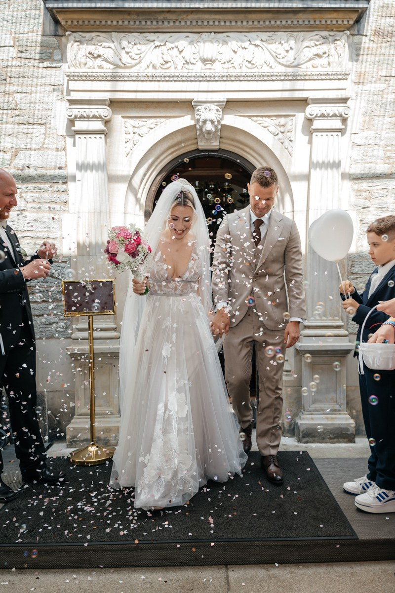 entrance to the reception on the couple