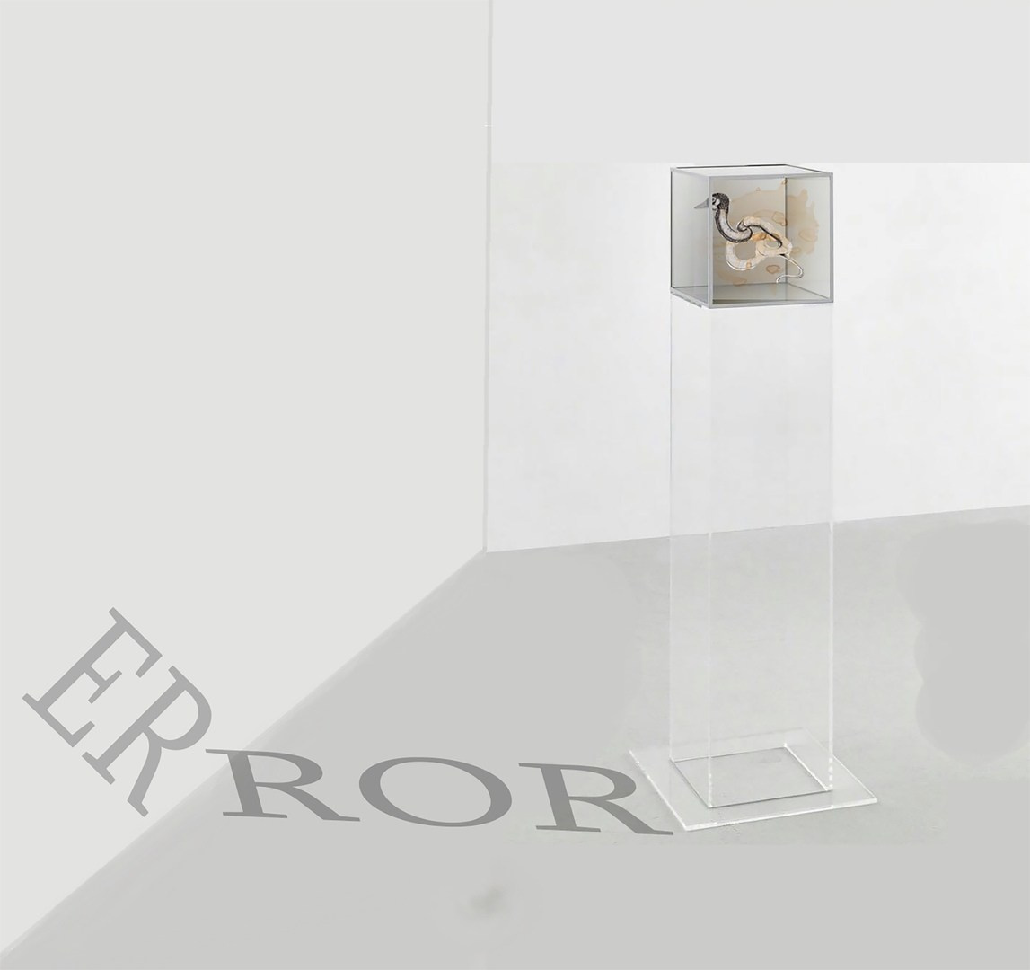 A haunting installation by {$M} merging Vivienne Westwood’s punk ethos with genetic engineering dystopia. Ten aquarium-encased bioforms cast a unified ‘ERROR’ shadow, critiquing the 4th Industrial Revolution’s paradox: each algorithmic ‘advance’ renders humanity obsolete. The work visualizes innovation as a series of black boxes—sleek containers hiding irreversible mutations, where progress and erasure become synonymous.