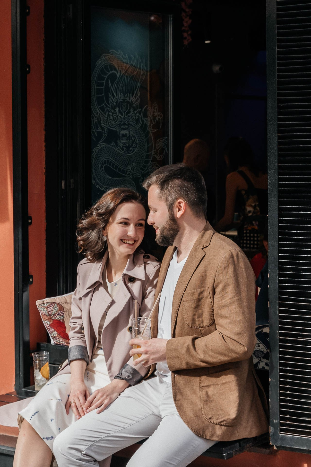 Romantic Toronto engagement photography Ksenia and Artem holding hands.