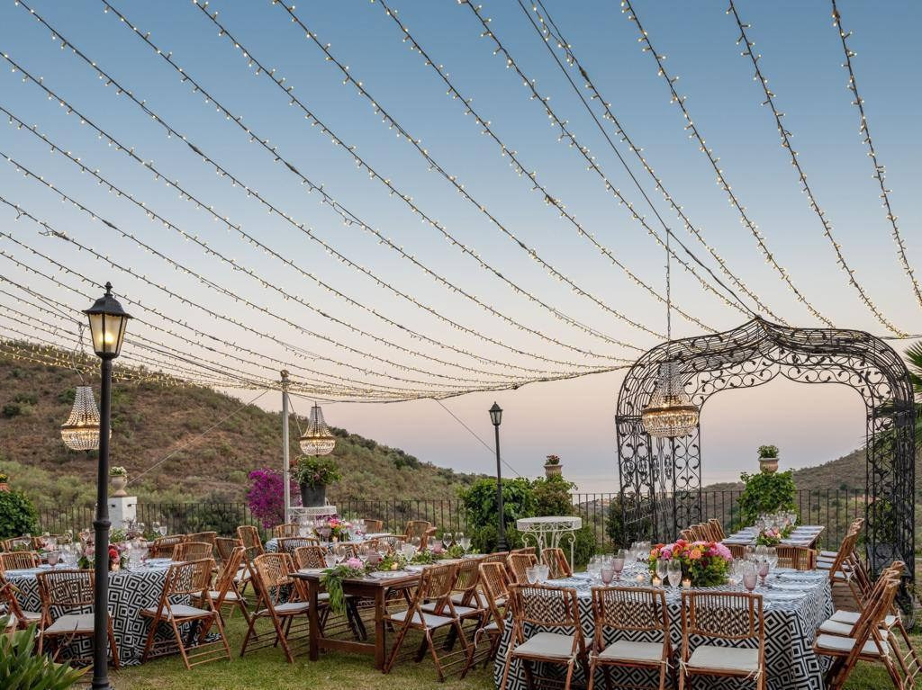 Wedding reception outdoor with sea view