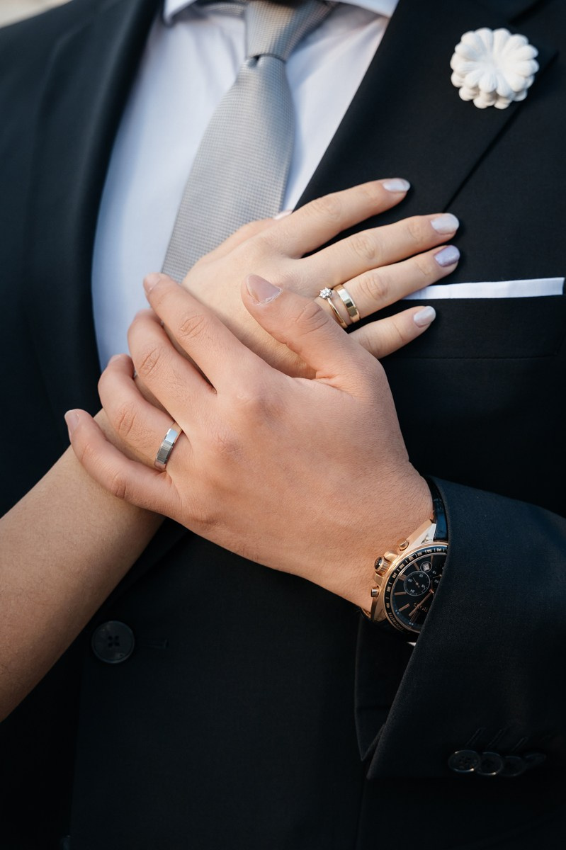 Wedding rings and hands