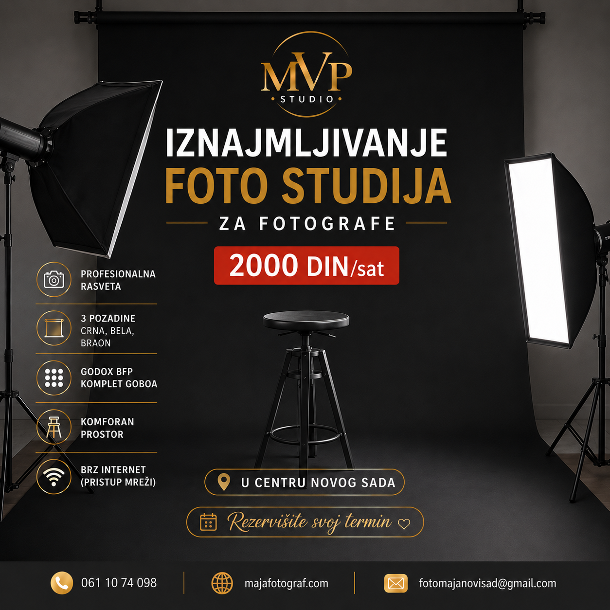 Iznajmljivanje Foto Studija Novi Sad | MVP Studio
