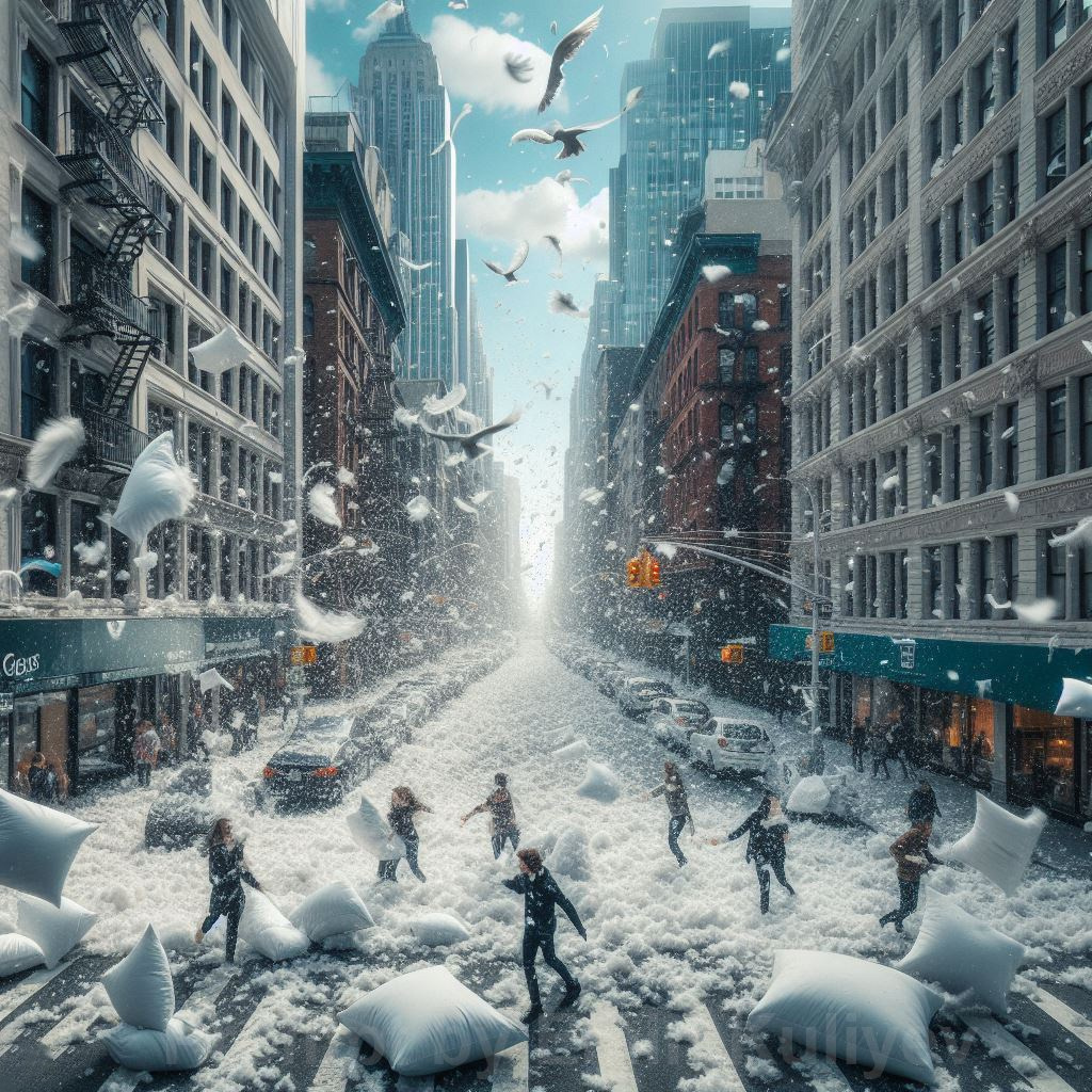 Virtual Pillow Fight Day was created with AI. Emin Kuliyev — Award-Winning Wedding Photojournalist NYC & USA | Best Wedding Photographer Known for Candid, Timeless Moments