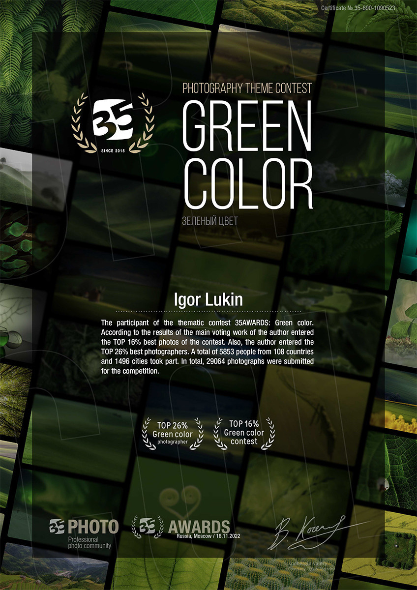35AWARDS Green color. LUKIN IGOR Photography