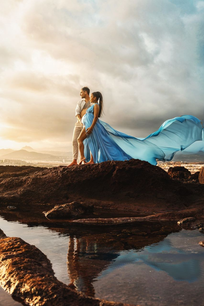 Фотосессия беременности на Тенерифе — съёмка для будущих мам. Таня Боннет | Профессиональный фотограф на Тенерифе — Летящие платья