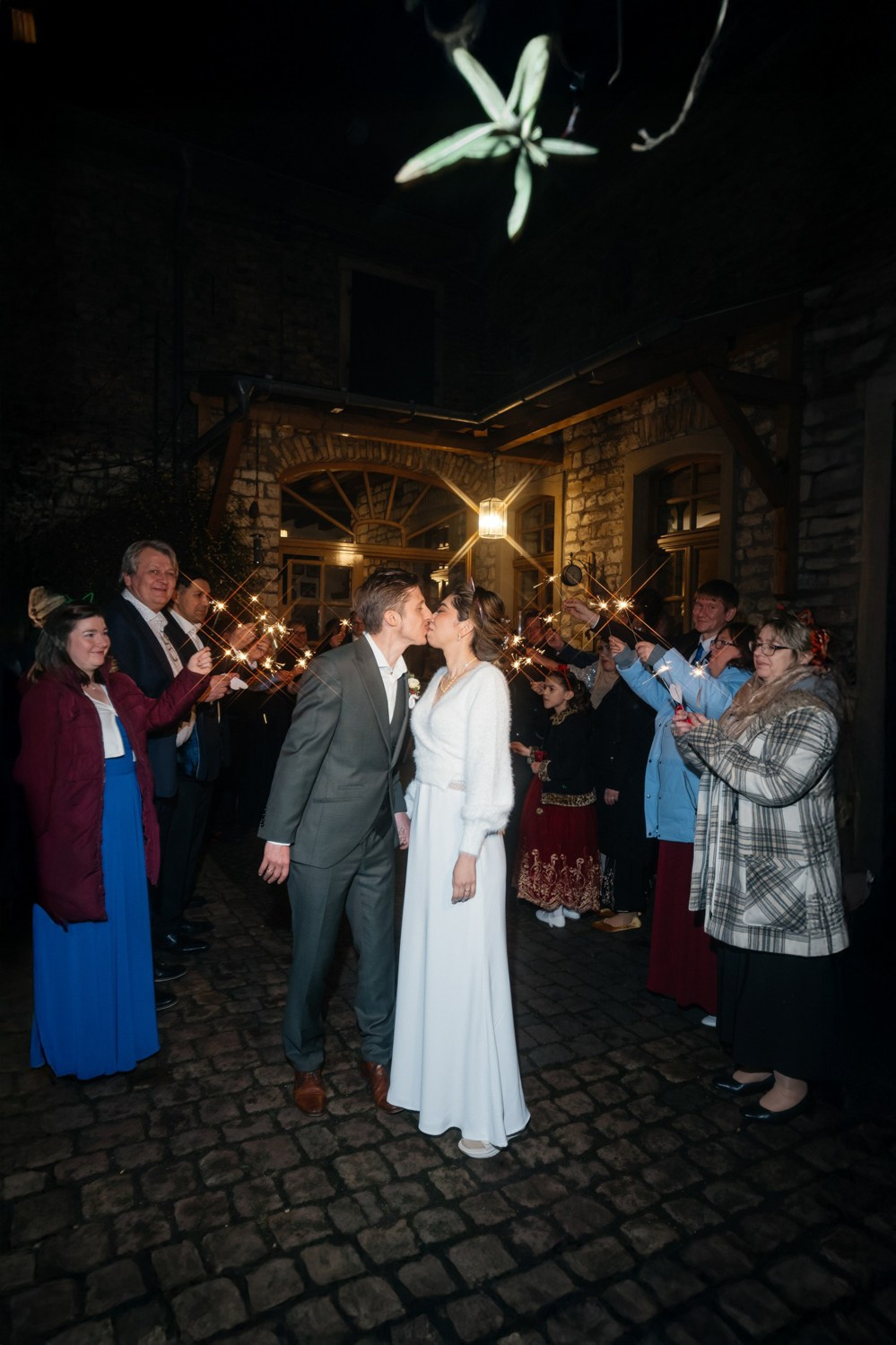group photo with sparklers