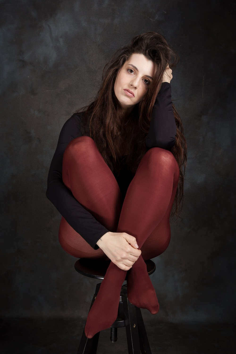 Model photoshoot in studio in Madrid. 