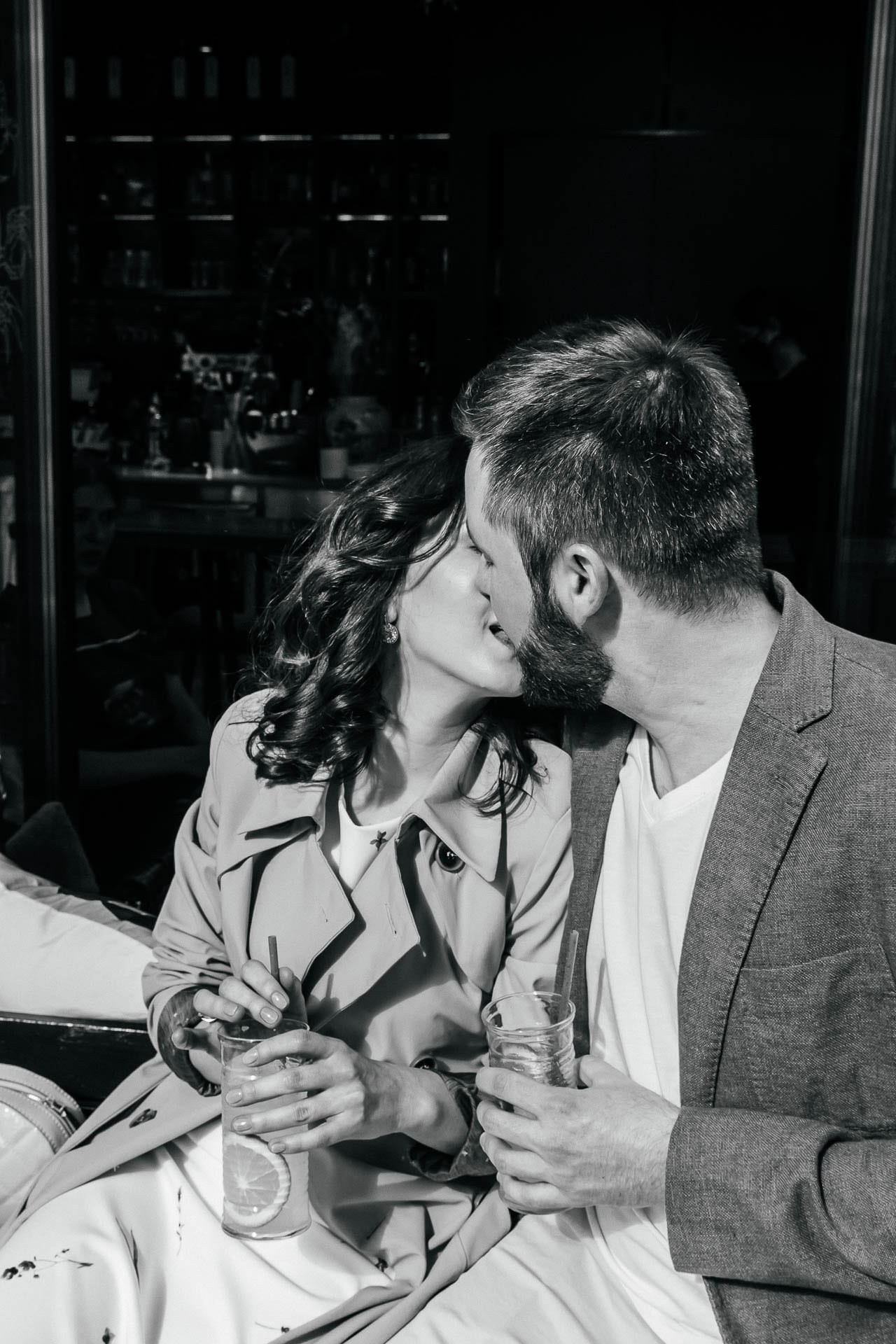 Toronto engagement photographer couple laughing Ksenia and Artem.