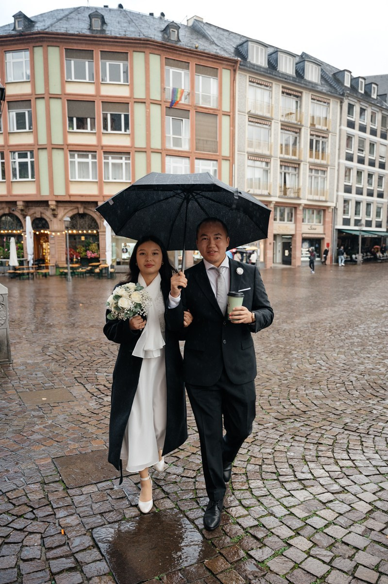Rainy day at civil wedding 