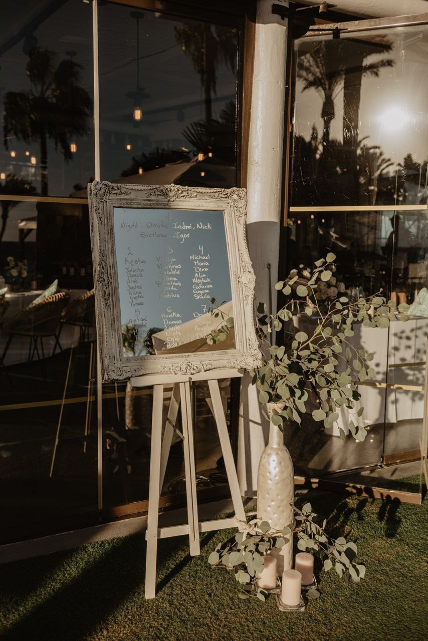 Wedding Seating plan on the mirror