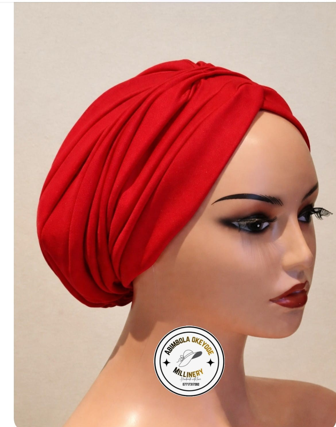 Pleated turbancap with a matching fabric band attached from behind. A milliner in Hull, UK Abimbola Okeyode