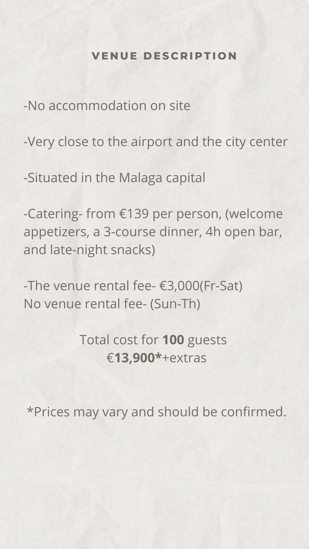 Wedding in Spain price
