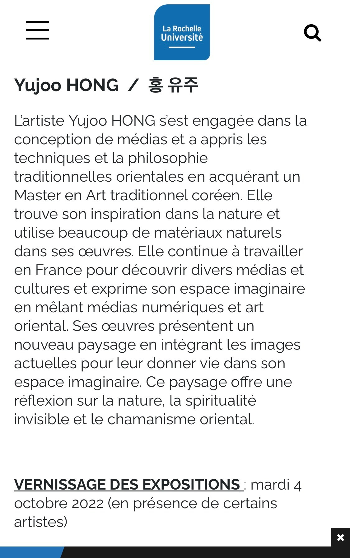 Festival de l’Institut RoiSejong Université de La Rochelle.2021. Yujoo HONG
