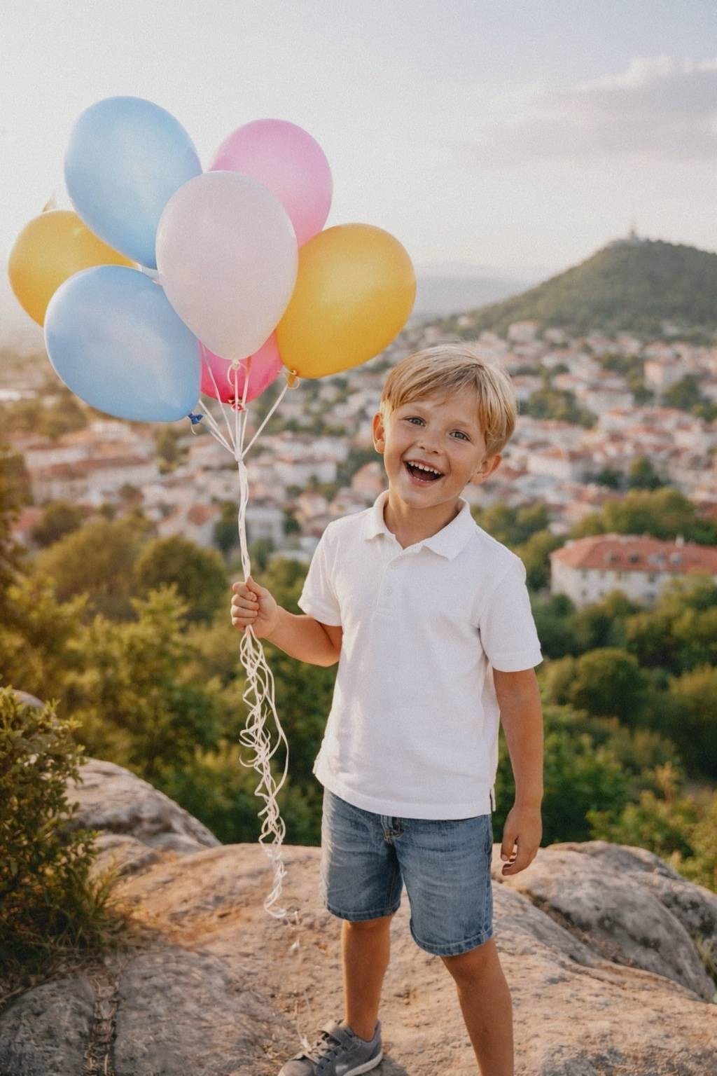     Дете с балони на открито.